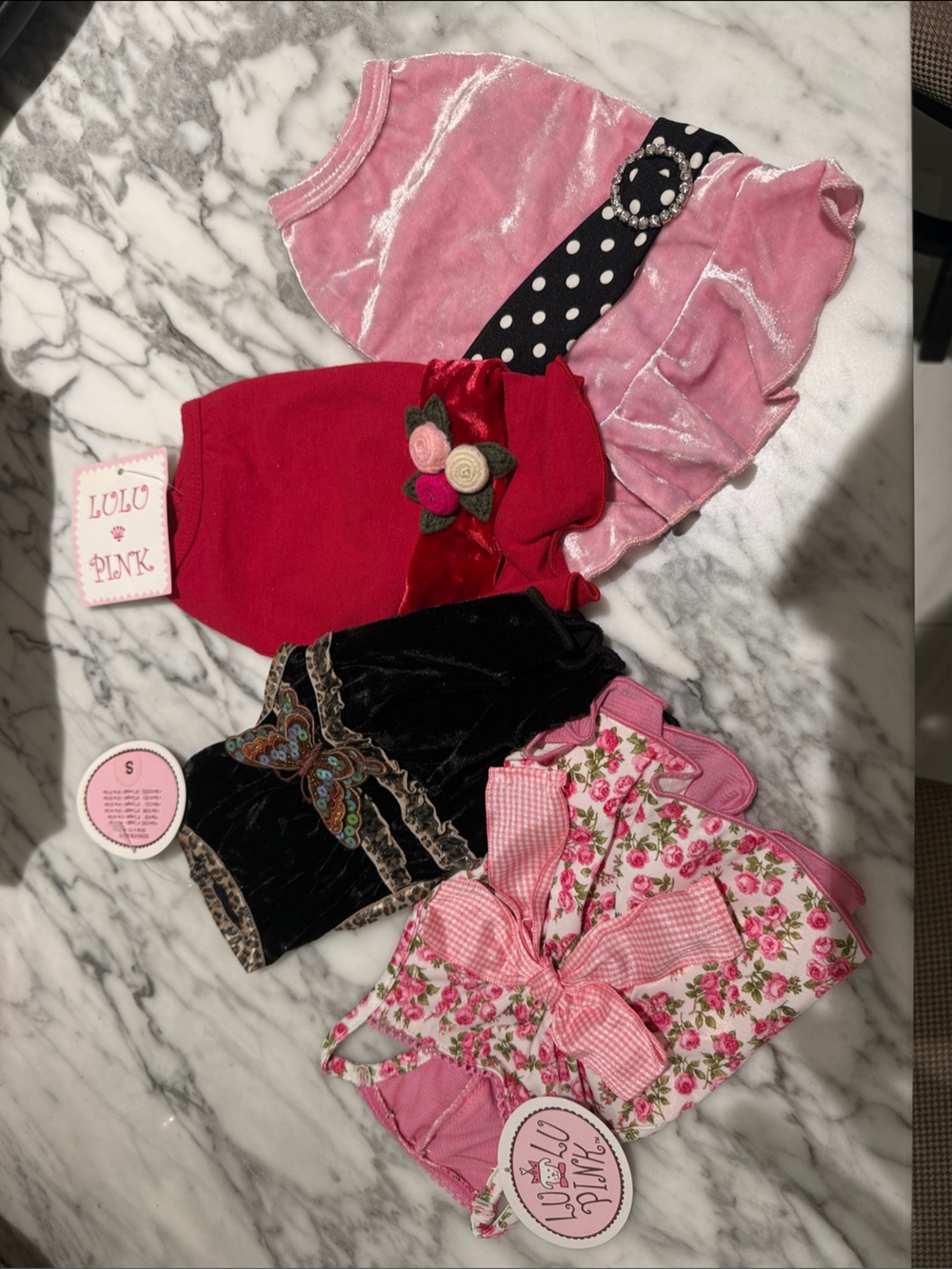 Lot of 4 Small Dog Dresses for dogs 6-10 lbs